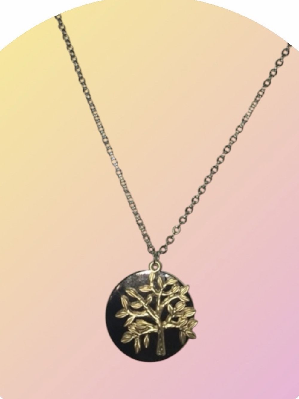 NEW• Zen Bohemian Silver Tree Of Life w Gold Accents Necklace